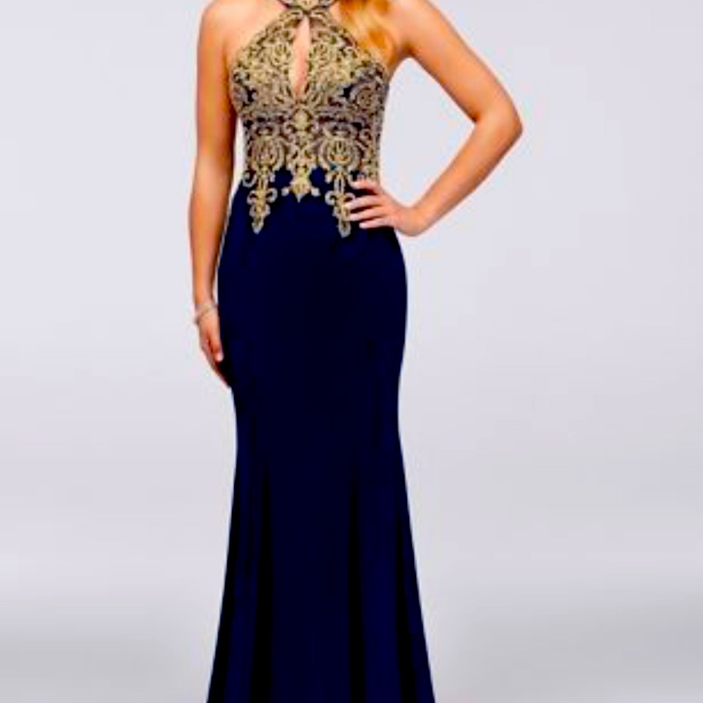 Blue and gold long dress